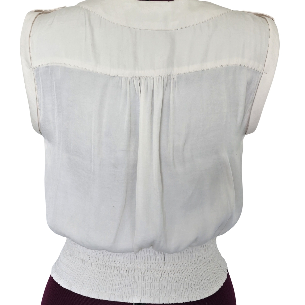 NWT Rachel Roy Cream Sleeveless V-neck Draped Blouse Size S Business Casual Chic - Picture 12 of 12